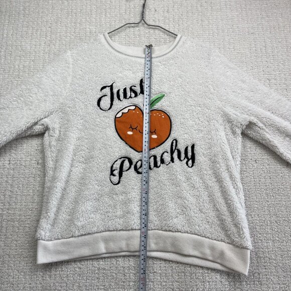 Weekend Edition Just Peachy Sweater Women’s Sz S Fuzzy Sherpa Fleece Cozy Comfy - Picture 8 of 14